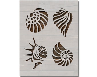 Various Sea Shells Option 2 Stencil Template Reusable Multiple Sizes for Painting on Walls, Wood, Arts and Crafts (887)