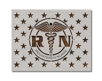 Nurse RN Caduceus 50 Stars Flag Union Stencil Template Reusable Multiple Sizes for Painting on Walls, Wood, Arts and Crafts (883)