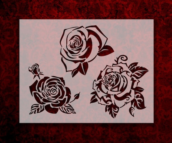 Roses Three Stencil Multiple Sizes FAST FREE SHIPPING (594)