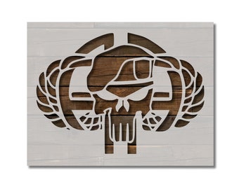 US Army Airborne Paratrooper Stencil Template Reusable Multiple Sizes for Painting on Walls, Wood, Arts and Crafts (865)