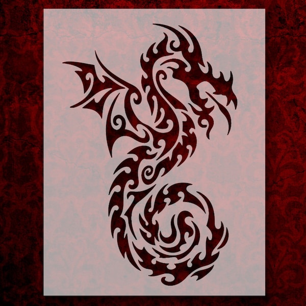 Tribal Dragon Seahorse Stencil Multiple Sizes FAST FREE SHIPPING (596)