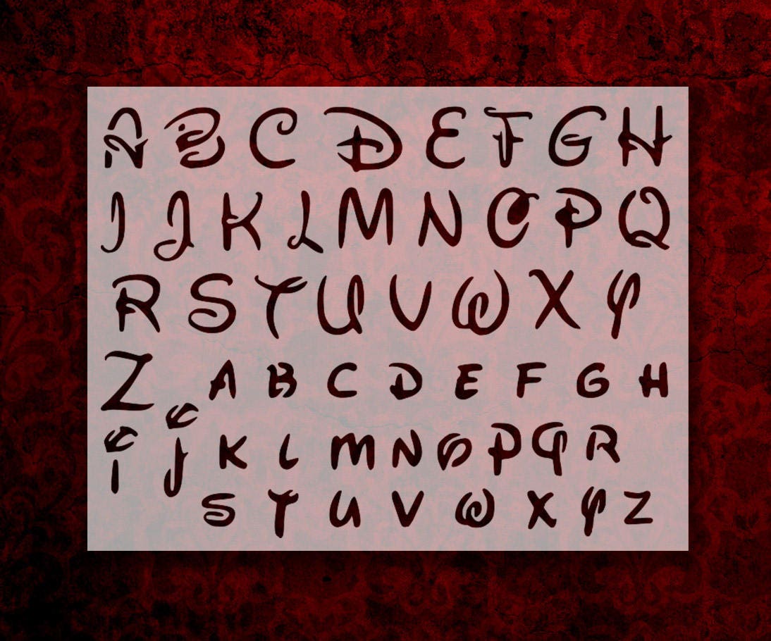 Disney Alphabet Uppercase & Lowercase Letters Font Custom Stencil (83)