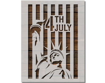4th of July Statue of Liberty Independence Stencil Template Reusable Multiple Sizes for Painting on Walls, Wood, Arts and Crafts (934)