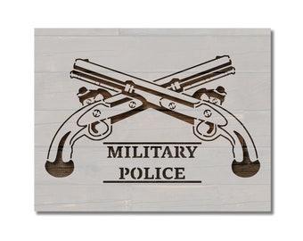 Military Police Crossed Pistols Stencil Template Reusable Multiple Sizes for Painting on Walls, Wood, Arts and Crafts (907)