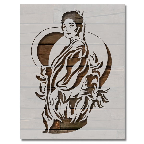 Geisha Japanese Woman in Kimono Stencil Template Reusable Multiple Sizes for Painting on Walls, Wood, Arts and Crafts (1011)