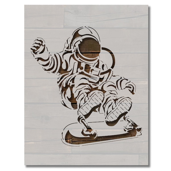 Skateboarding Astronaut Stencil Template Reusable Multiple Sizes for Painting on Walls, Wood, Arts and Crafts (999)