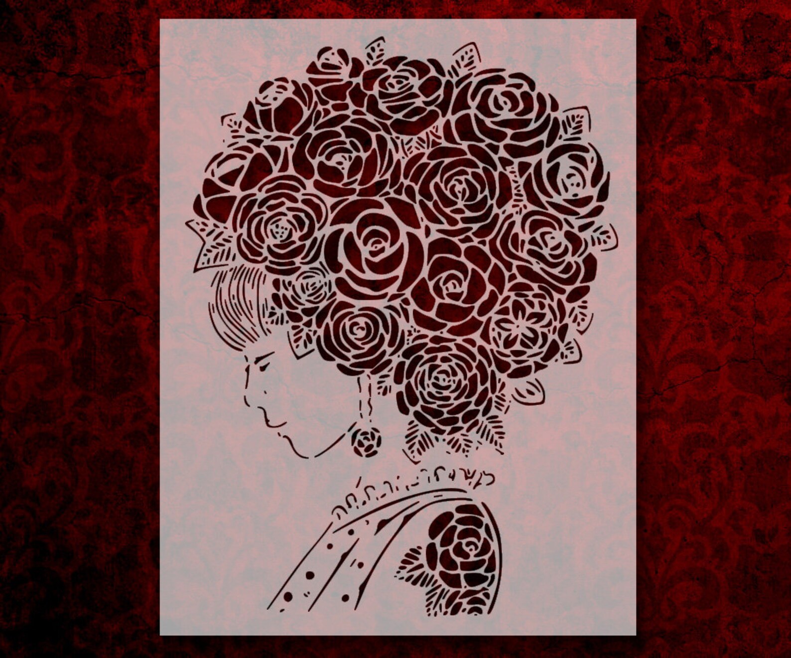 Roses Flowers Girl Afro Lady Curls Stencil Multiple Sizes FAST - Etsy