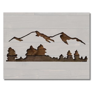 Mountains Mountain Trees Tree Line Custom Stencil Multiple Sizes Fast Free Shipping (50)