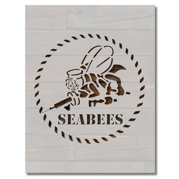 US Navy Seabees Stencil Template Reusable Multiple Sizes for Painting on Walls, Wood, Arts and Crafts (889)