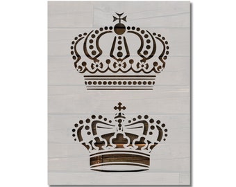 King and Queen Crown Stencil Template Reusable Multiple Sizes for Painting on Walls, Wood, Arts and Crafts (843)
