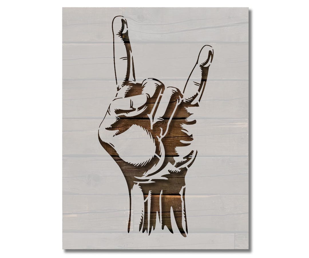 Rock and Roll Horns Hand Gesture Stencil Template Reusable Multiple ...