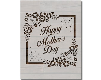 Happy Mother's Day Floral Stencil Template Reusable Multiple Sizes for Painting on Walls, Wood, Arts and Crafts (950)
