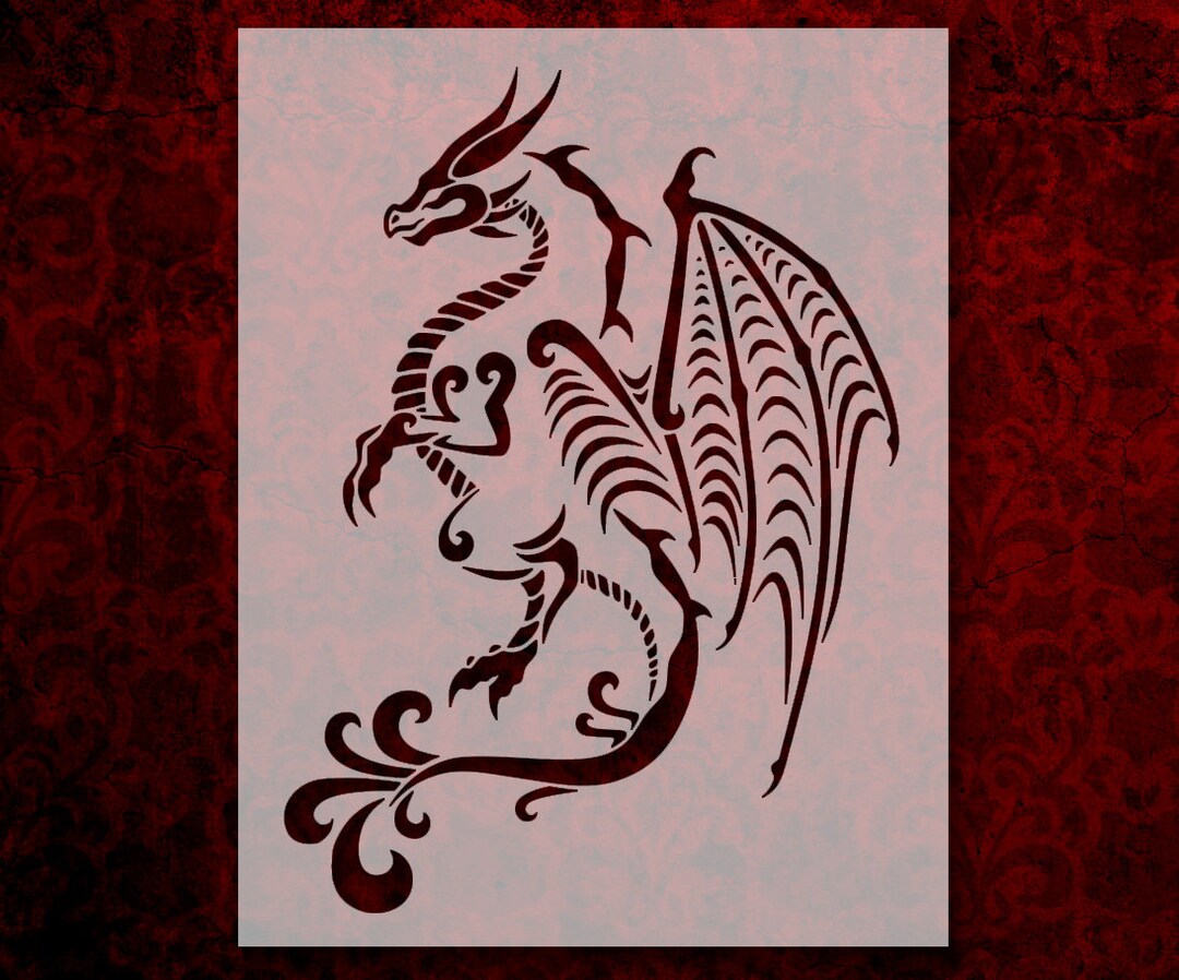 Tribal Full Body Dragon Stencil Multiple Sizes FAST FREE - Etsy