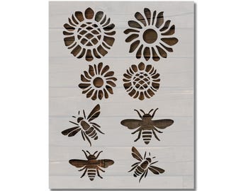 Bee Bees Flower Flowers Stencil Multiple Sizes FAST FREE SHIPPING (624)