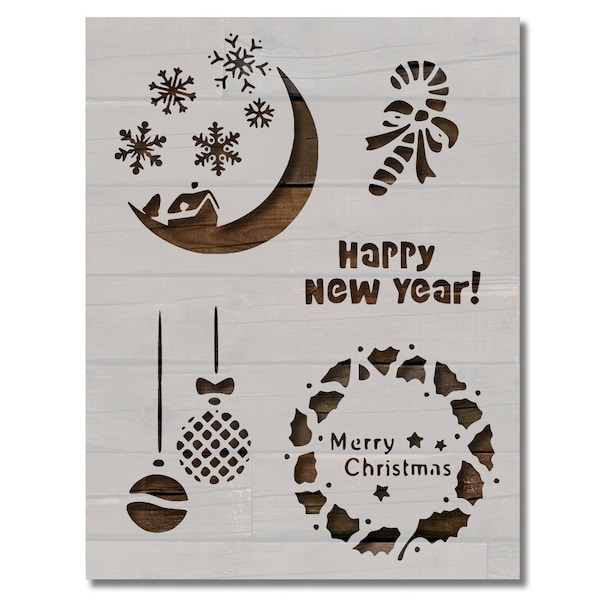 Merry Christmas Candy Cane Snowflakes New Year Stencil Multiple Sizes SHIP (626)