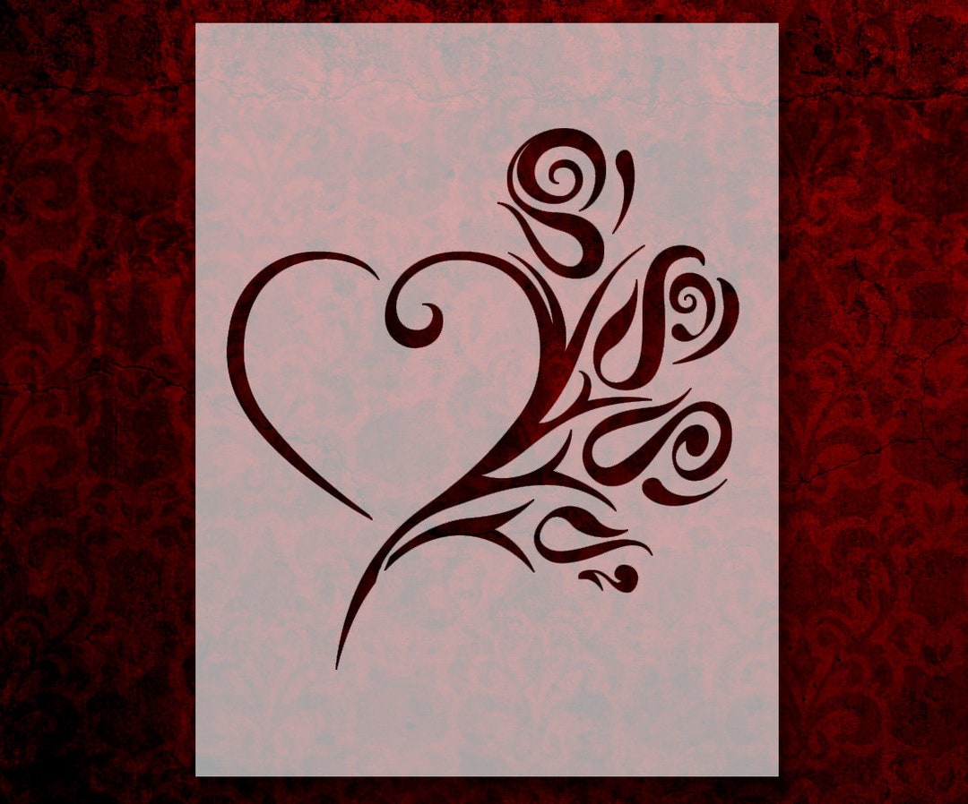 Tribal Heart Rose Stencil Multiple Sizes FAST FREE SHIPPING - Etsy ...