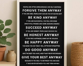 Do It Anyway Printable Wall Art | Mother Teresa | Digital Download | Instant Print