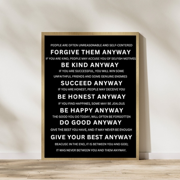 Do It Anyway Printable Wall Art | Mother Teresa | Digital Download | Instant Print