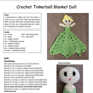 Pattern for Crochet Tinkerbell Lovey Blanket