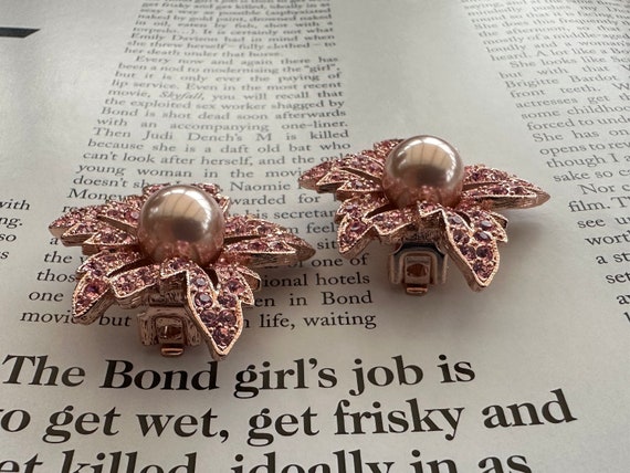 KJL Rose Gold Plated Floral Clip On Earrings, Ken… - image 7
