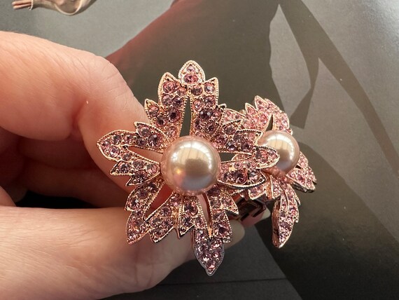 KJL Rose Gold Plated Floral Clip On Earrings, Ken… - image 5