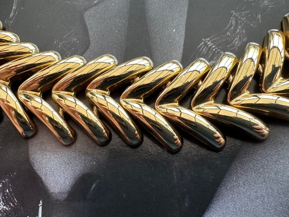 ROAN Gold Tone Large Chevron Necklace, Single Str… - image 3