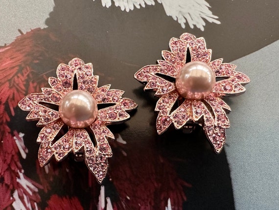 KJL Rose Gold Plated Floral Clip On Earrings, Ken… - image 2