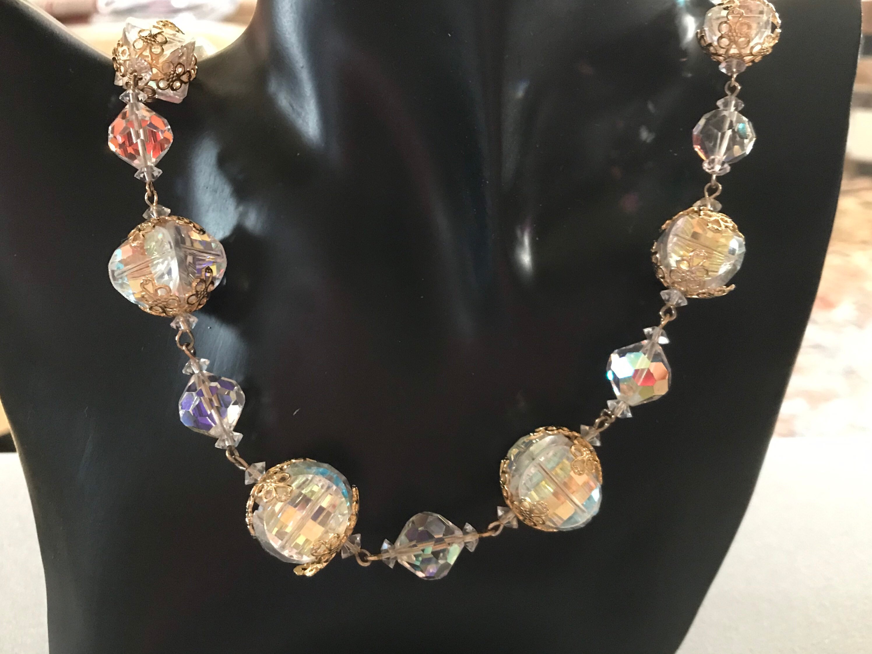 VENDOME Crystal Pagoda Bead Necklace Single Strand Clear | Etsy