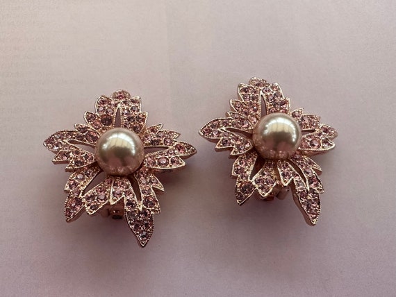 KJL Rose Gold Plated Floral Clip On Earrings, Ken… - image 1