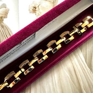CAMROSE & KROSS JBK Gold Plated Pyramid Link Bracelet, Mint and Boxed, 1990s Vintage