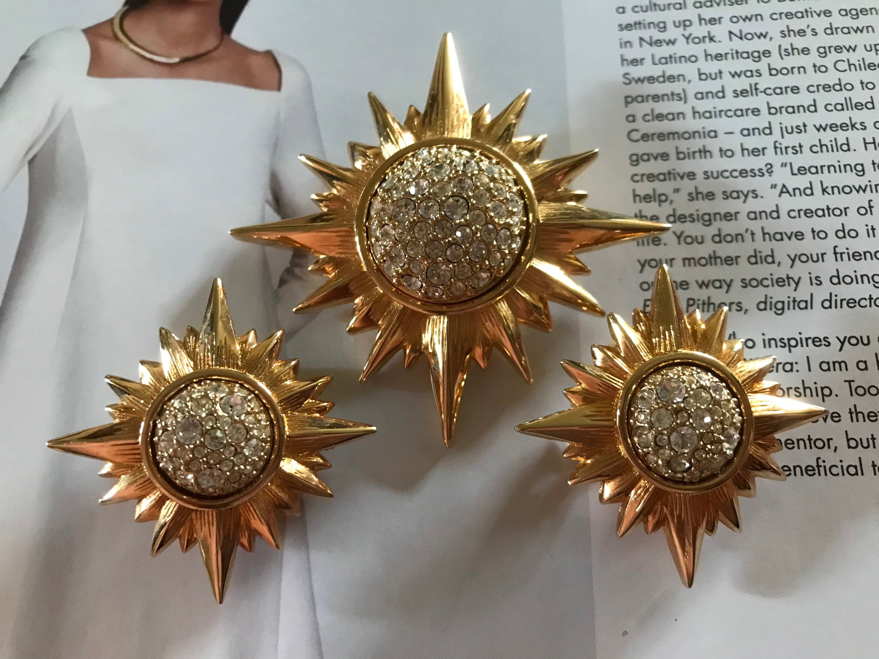 SWAROVSKI Gold Plated 'northern Star' Brooch & Clip on -  Hong
