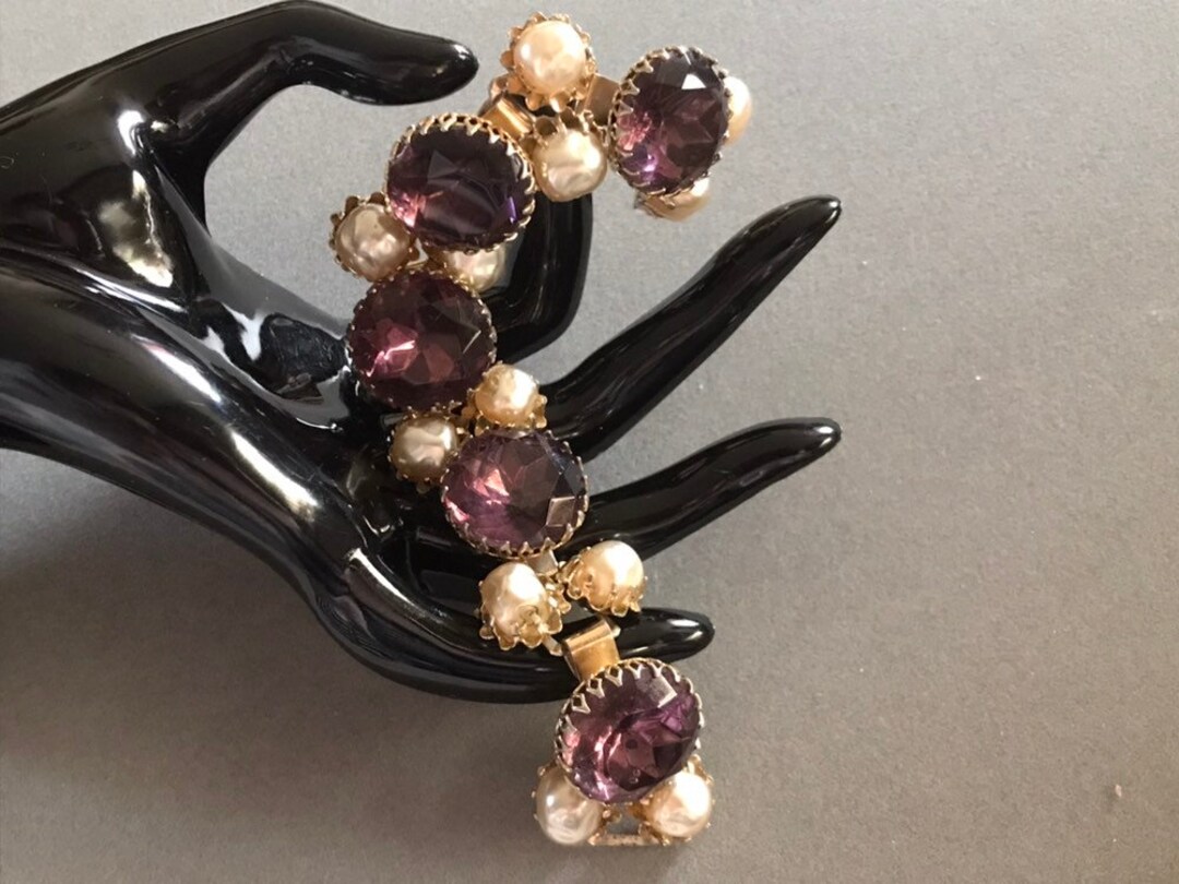 Fabulous Wide Weiss Black Rhinestone Bracelet - The Jewelry