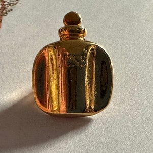 CHRISTIAN DIOR Gold Tone Perfume Pin, Dune Bottle Lapel Pin, French Designer, 1980s Vintage Dior Pin