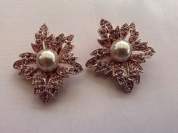 KJL Rose Gold Plated Floral Clip On Earrings, Ken… - image 4