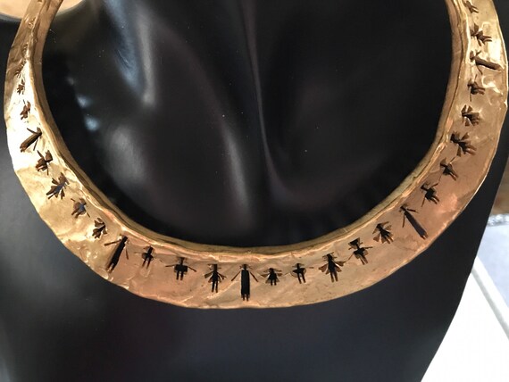 Torque Biche De Bere Vintage – Collier Ras Du Cou En étain Doré, Signé, Occasion