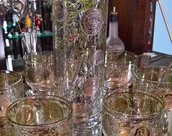 Culver Glass, Cocktail, Vintage, Glassware, Cocktail Set, Barware, Mid Century, Martini