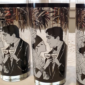 Cocktail Glasses, Vintage Glassware, Barware, Mid Century Glasses, Highball Glasses, Art Deco Glasses