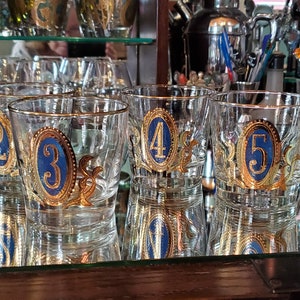 Mid Century Whiskey Glasses, Old Fashion Doubles, Vintage Barware, Cocktail Glasses
