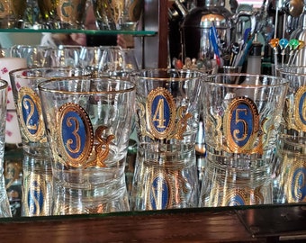 Mid Century Whiskey Glasses, Old Fashion Doubles, Vintage Barware, Cocktail Glasses