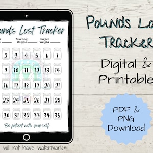 Pounds Lost Tracker Digital PDF, Weight Loss Challenge PDF, Weight Loss Tracker Printable, Pounds Lost PNG, Weight Tracker