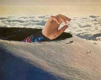 Collage Art Print | Surreal Collage | Collage | Collage Prints | "Untitled" Volcano| Collage Wall Art | Handmade Collage Art