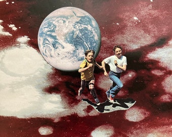 Collage Art Print | Collage Wall Art | Boys "Expelled" Running Space | Surreal Collage | Analog Collage Art | Surreal Wall Art | Art Print
