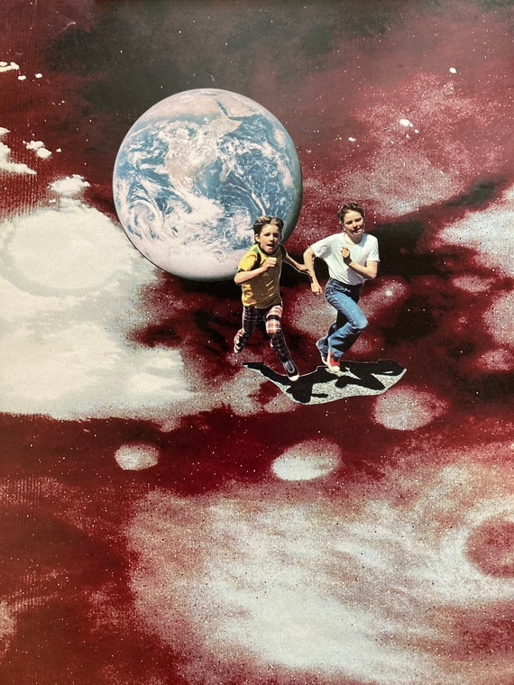 Collage Art Print | Collage Wall Art | Boys "Expelled" Running Space | Surreal Collage | Analog Collage Art | Surreal Wall Art | Art Print