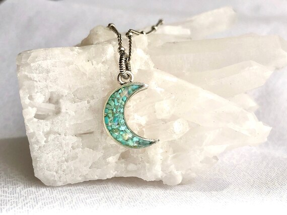 Crescent Moon Gemstone Choker Gemstone Necklace Turquoise | Etsy