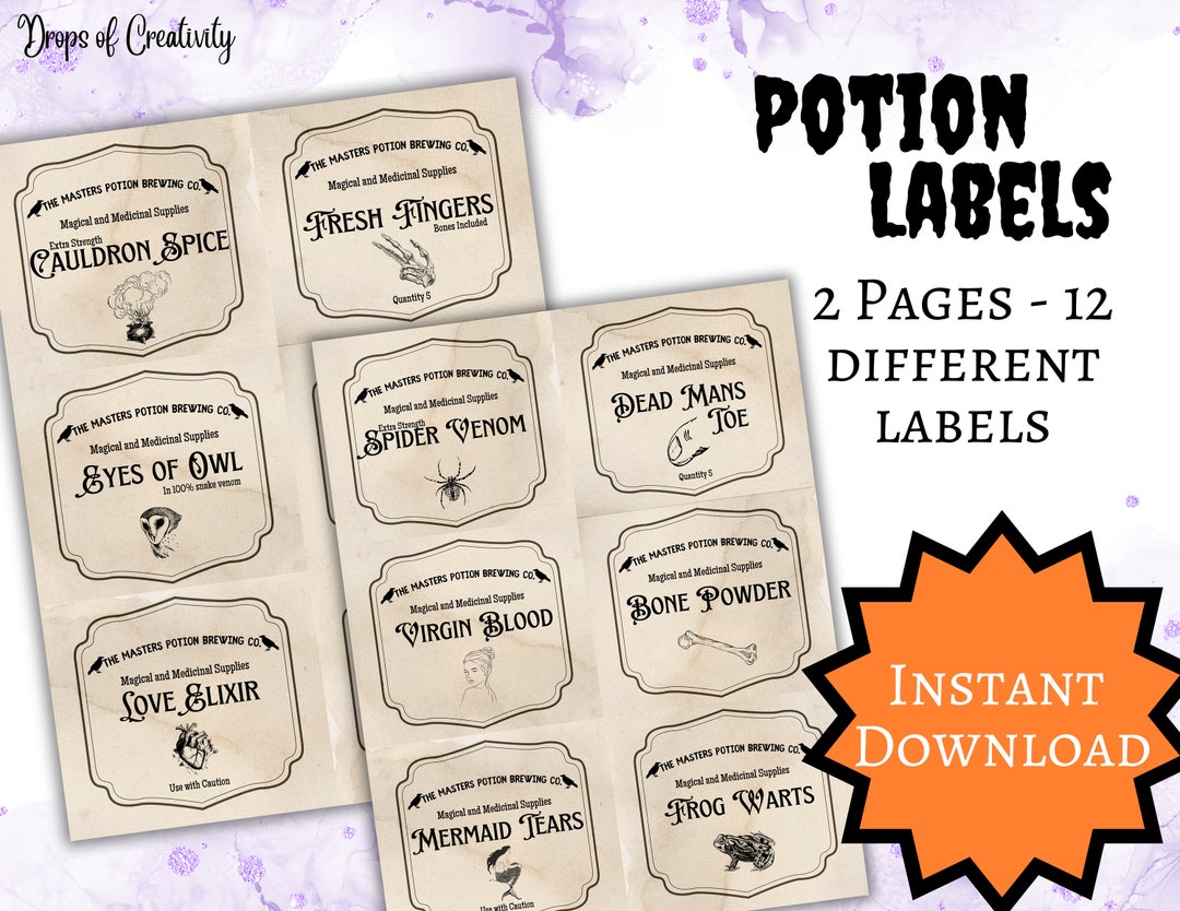 Printable Halloween Potion Labels Create Enchanting Apothecary Printable Halloween Potion Labels Create Enchanting Apothecary
