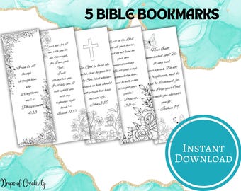 Marcadores cristianos imprimibles, juego de marcadores con versículos bíblicos, marcadores de pared con las Escrituras en PDF, descarga de decoración de fe