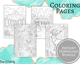 Dibujos para colorear de la naturaleza: Vida silvestre y paisajes (Descarga digital) PDF