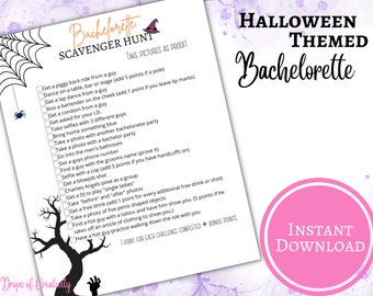 Junggesellinnenabschied Schnitzeljagd Halloween Themenspiel Bachelorette Printable