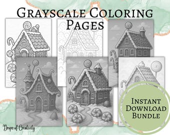 Dibujos para colorear de casas de jengibre: Arte navideño (PDF)