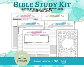 Bible Study Printable Journal Kit | Prayer Journal Pages | Christian Devotional Planner | Bible Journaling Printable | Scripture Study PDF